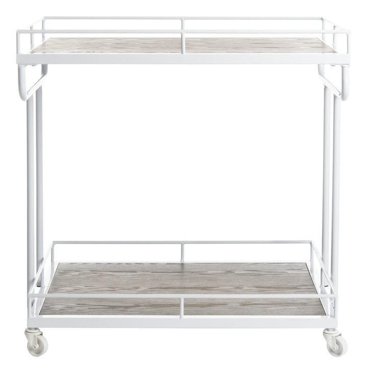 SAFAVIEH Dawson 2-Tier Rectangle Bar Cart Rustic Oak/ White Image 2