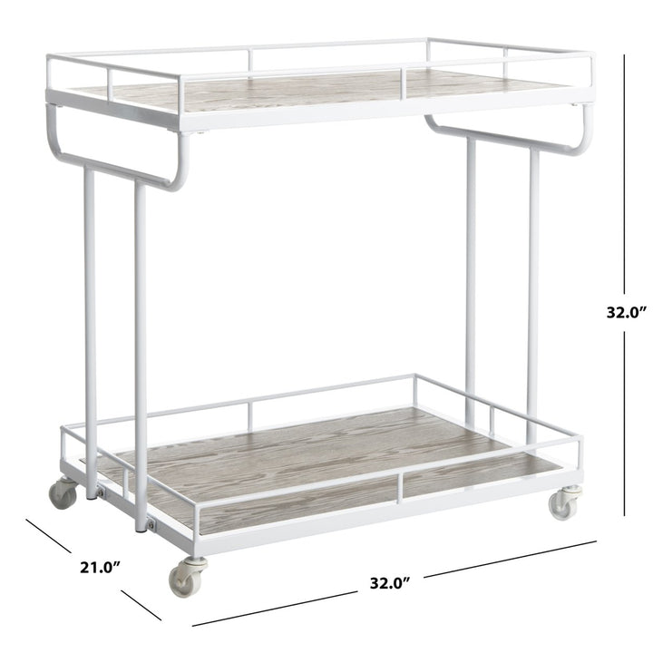 SAFAVIEH Dawson 2-Tier Rectangle Bar Cart Rustic Oak/ White Image 4