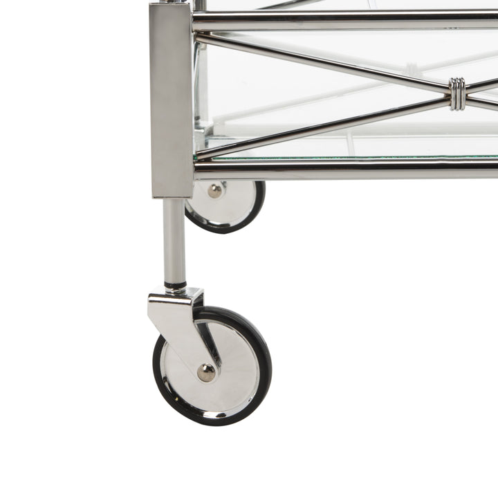 SAFAVIEH Ingrid 2-Tier Rectangle Bar Cart Chrome / Glass Image 6