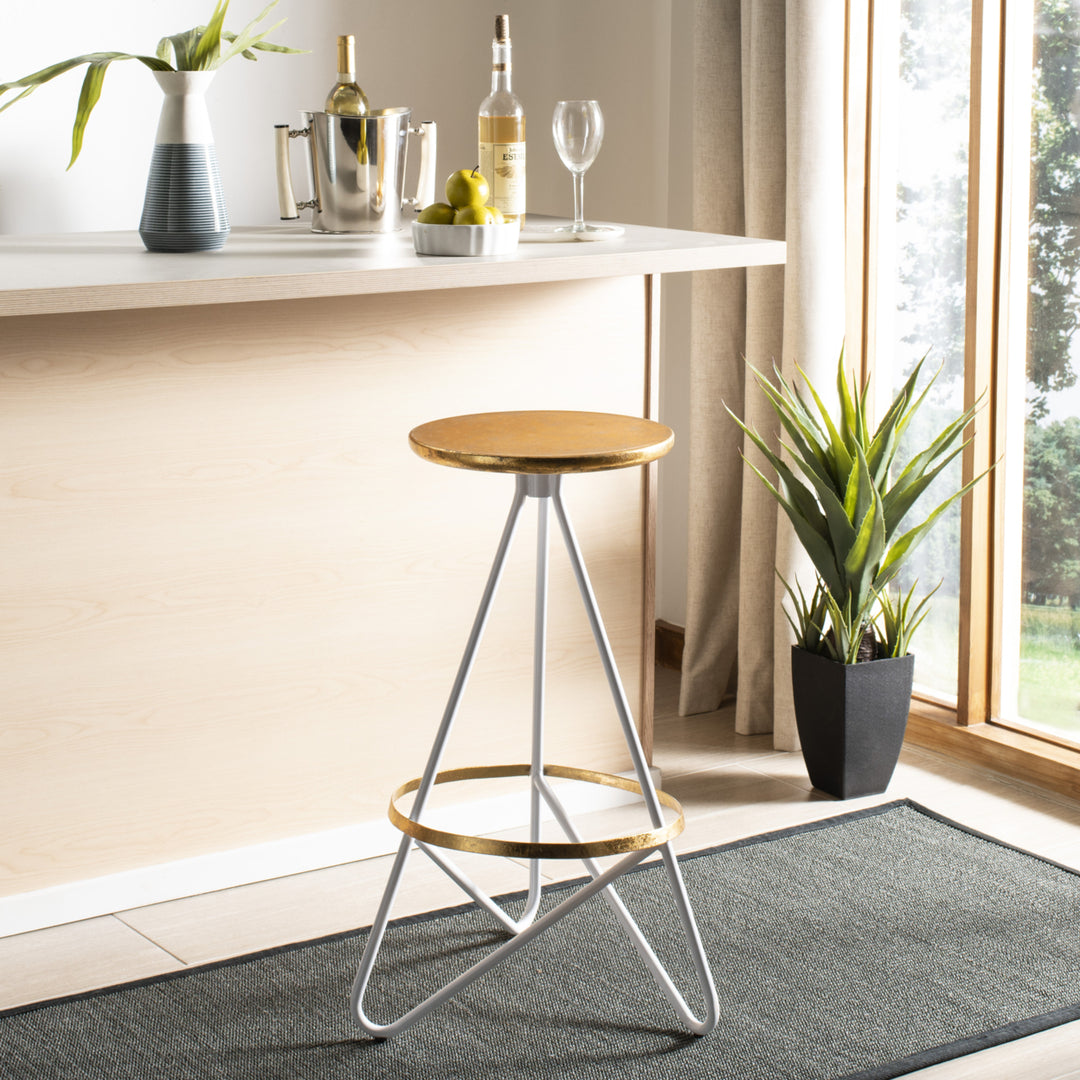 SAFAVIEH Galexia Bar Stool Gold / White Image 2