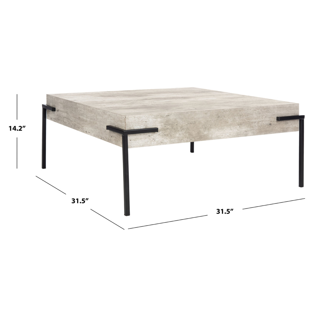 SAFAVIEH Eli Square Coffee Table Light Grey / Black Image 5