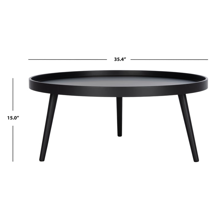 SAFAVIEH Fritz Round Tray Top Coffee Table Black Image 4