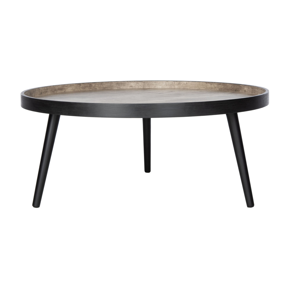 SAFAVIEH Fritz Round Tray Top Coffee Table Light Grey / Black Image 2