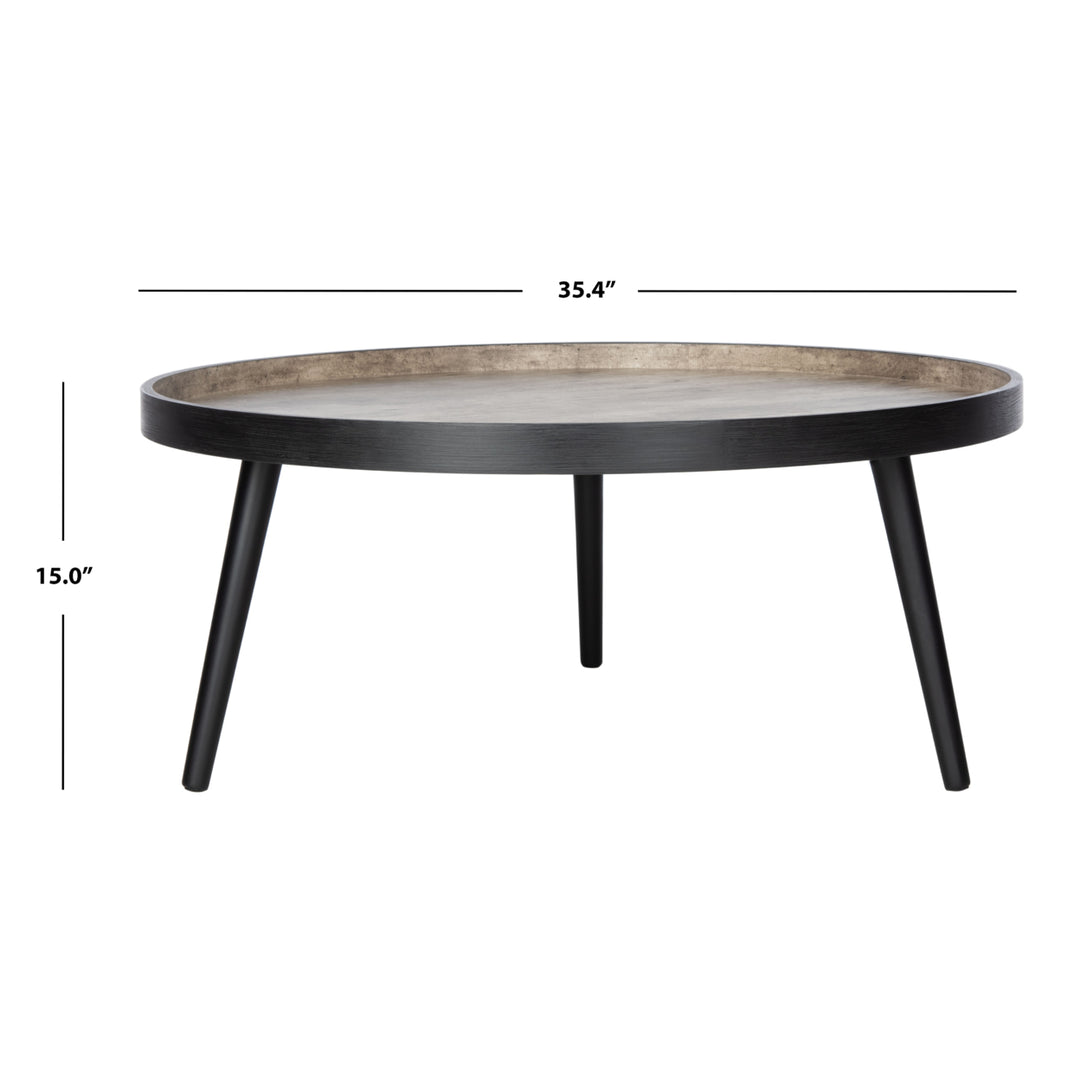 SAFAVIEH Fritz Round Tray Top Coffee Table Light Grey / Black Image 4