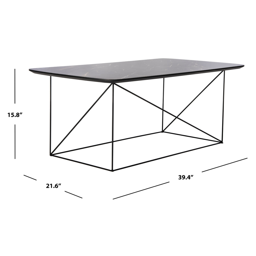 SAFAVIEH Rylee Rectangle Coffee Table Dark Grey /Black Image 5