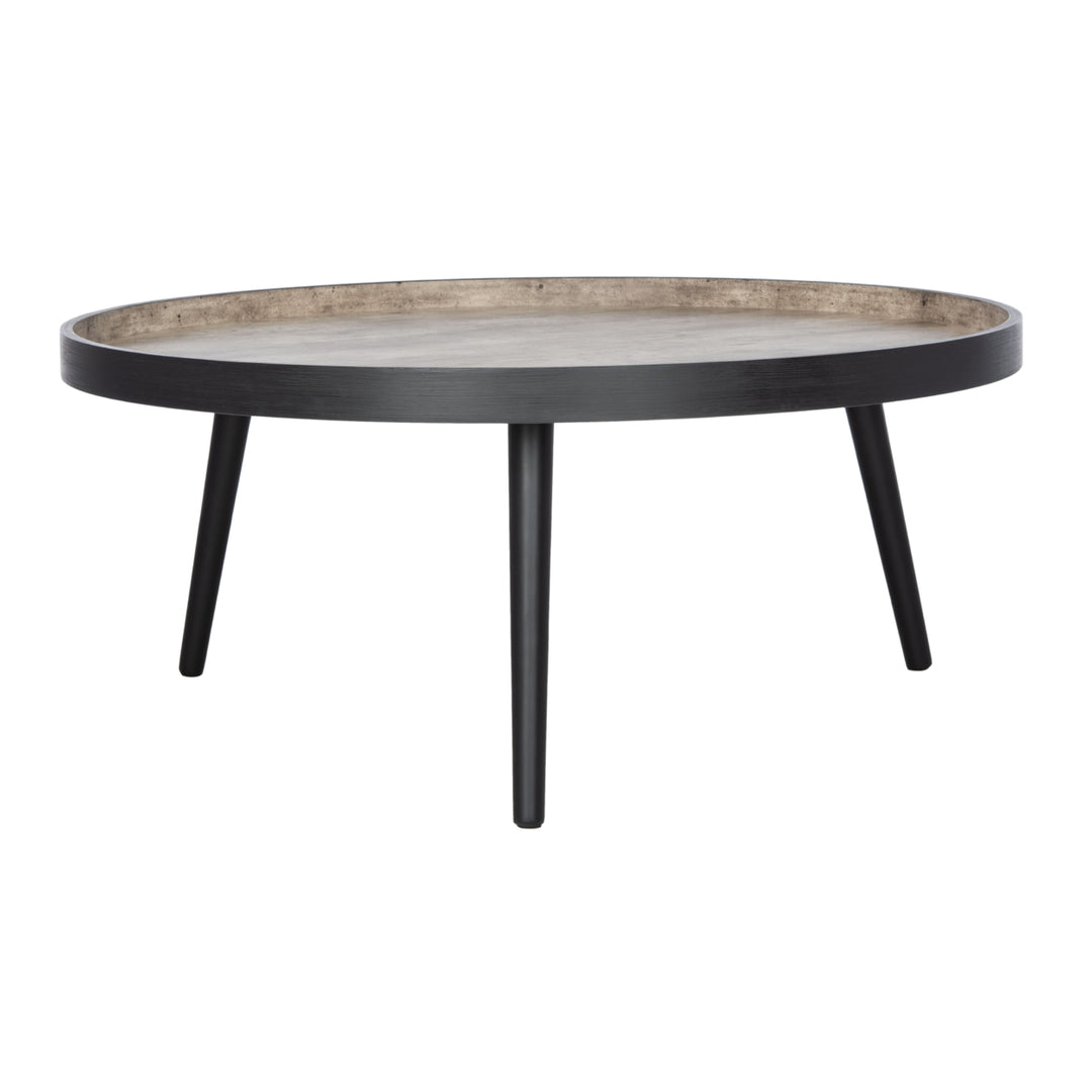 SAFAVIEH Fritz Round Tray Top Coffee Table Light Grey / Black Image 6