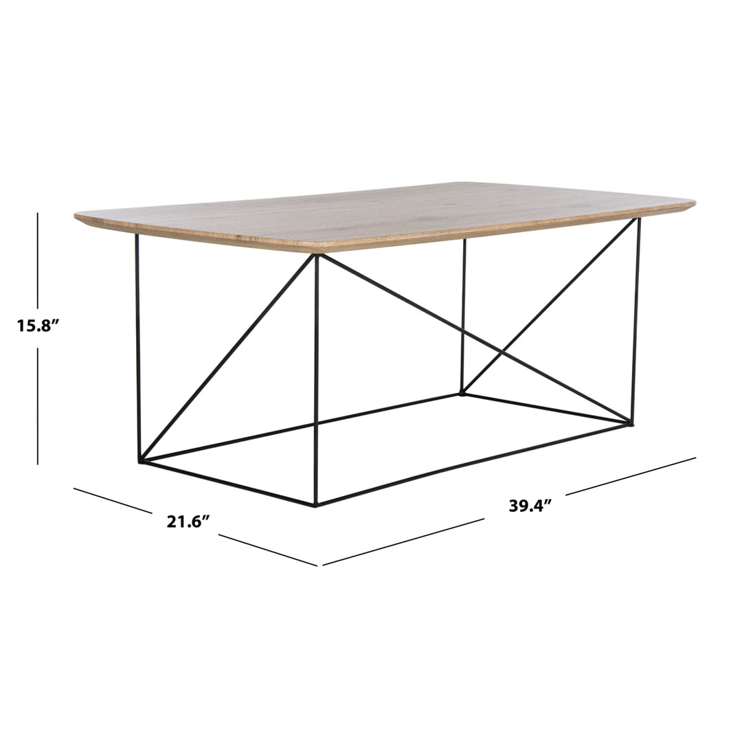 SAFAVIEH Rylee Rectangle Coffee Table Taupe / Black Image 5