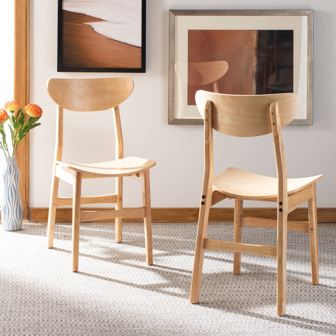 SAFAVIEH Lucca Retro Dining Chair Set of 2 Natural Image 2