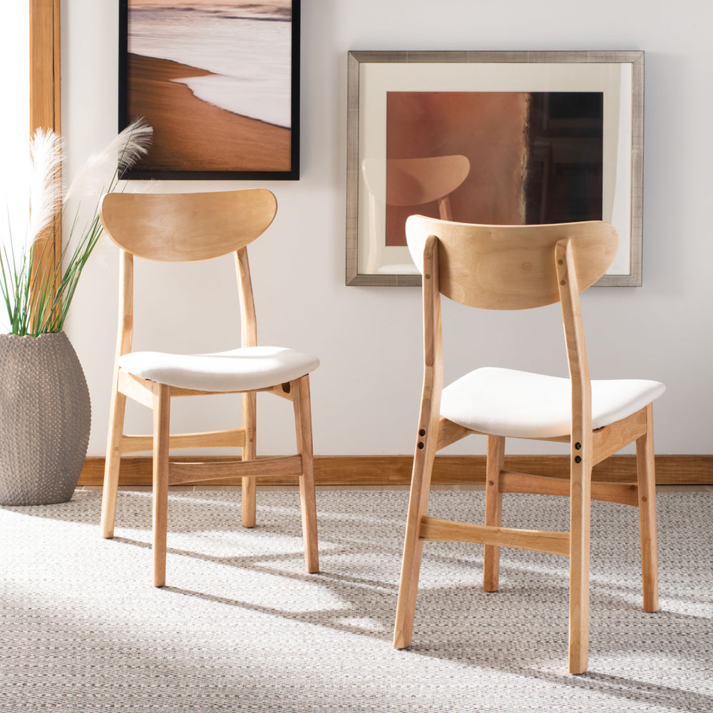 SAFAVIEH Lucca Retro Dining Chair Set of 2 Natural / White Image 2