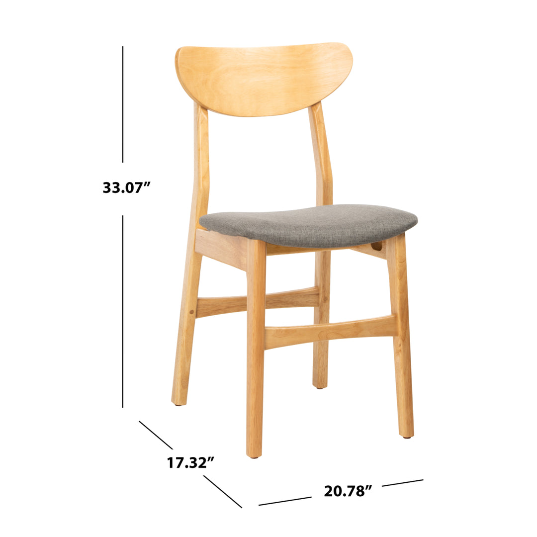 SAFAVIEH Lucca Retro Dining Chair Set of 2 Natural / Grey Image 6