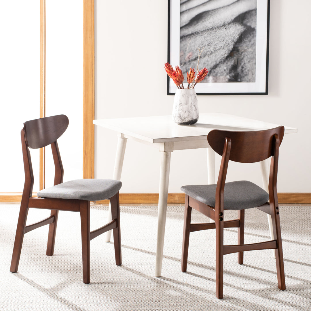 SAFAVIEH Lucca Retro Dining Chair Set of 2 Walnut / Grey Image 2