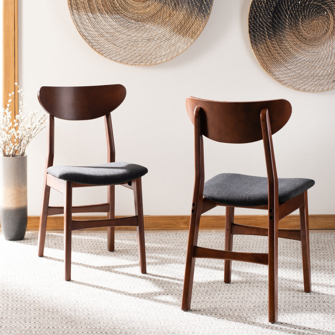 SAFAVIEH Lucca Retro Dining Chair Set of 2 Walnut / Black Image 1