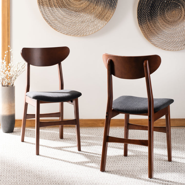 SAFAVIEH Lucca Retro Dining Chair Set of 2 Walnut / Black Image 1