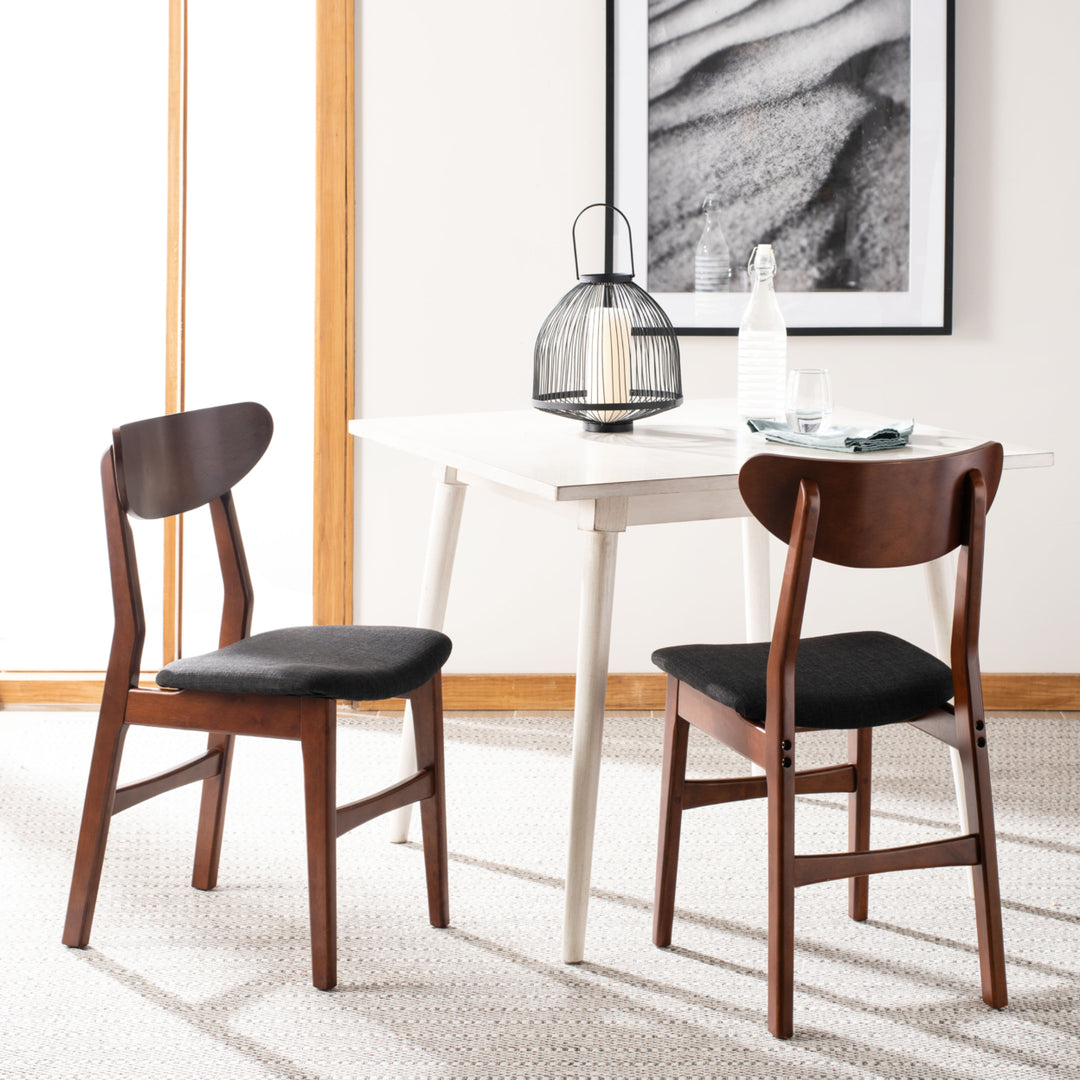 SAFAVIEH Lucca Retro Dining Chair Set of 2 Walnut / Black Image 2