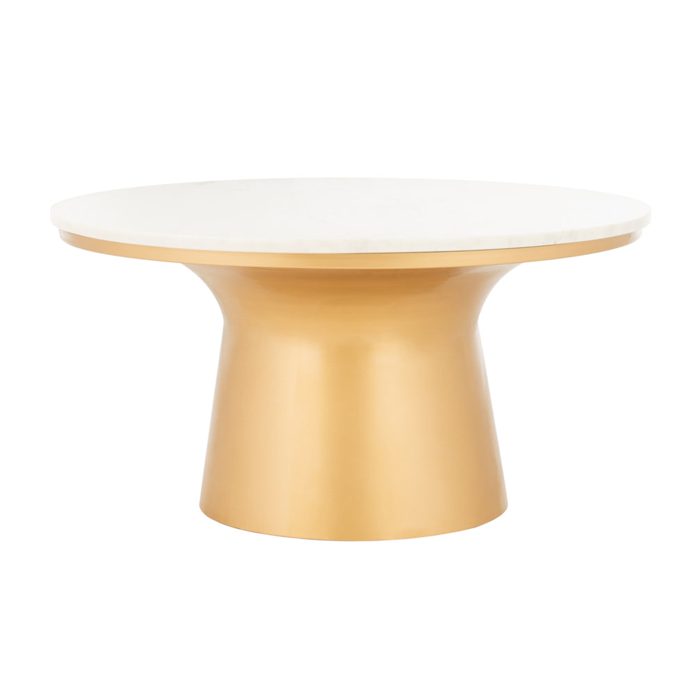 SAFAVIEH Mila Pedestal Coffee Table White / Brass Image 2