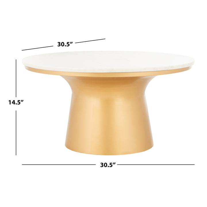 SAFAVIEH Mila Pedestal Coffee Table White / Brass Image 4