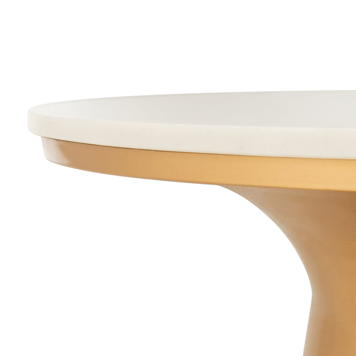 SAFAVIEH Mila Pedestal Coffee Table White / Brass Image 5