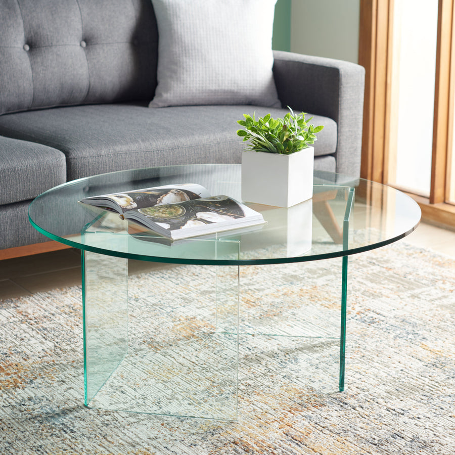 SAFAVIEH Bexon Tempered Glass Coffee Table Clear Image 1