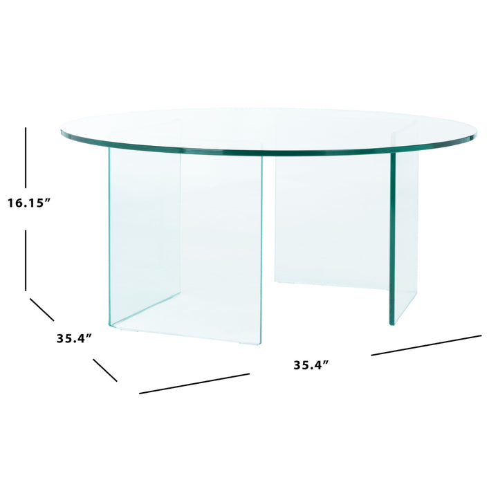 SAFAVIEH Bexon Tempered Glass Coffee Table Clear Image 4