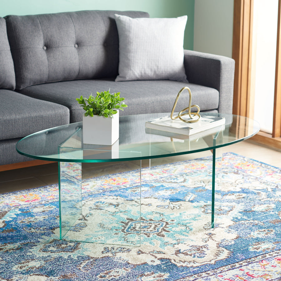 SAFAVIEH Carsten Tempered Glass Coffee Table Clear Image 1