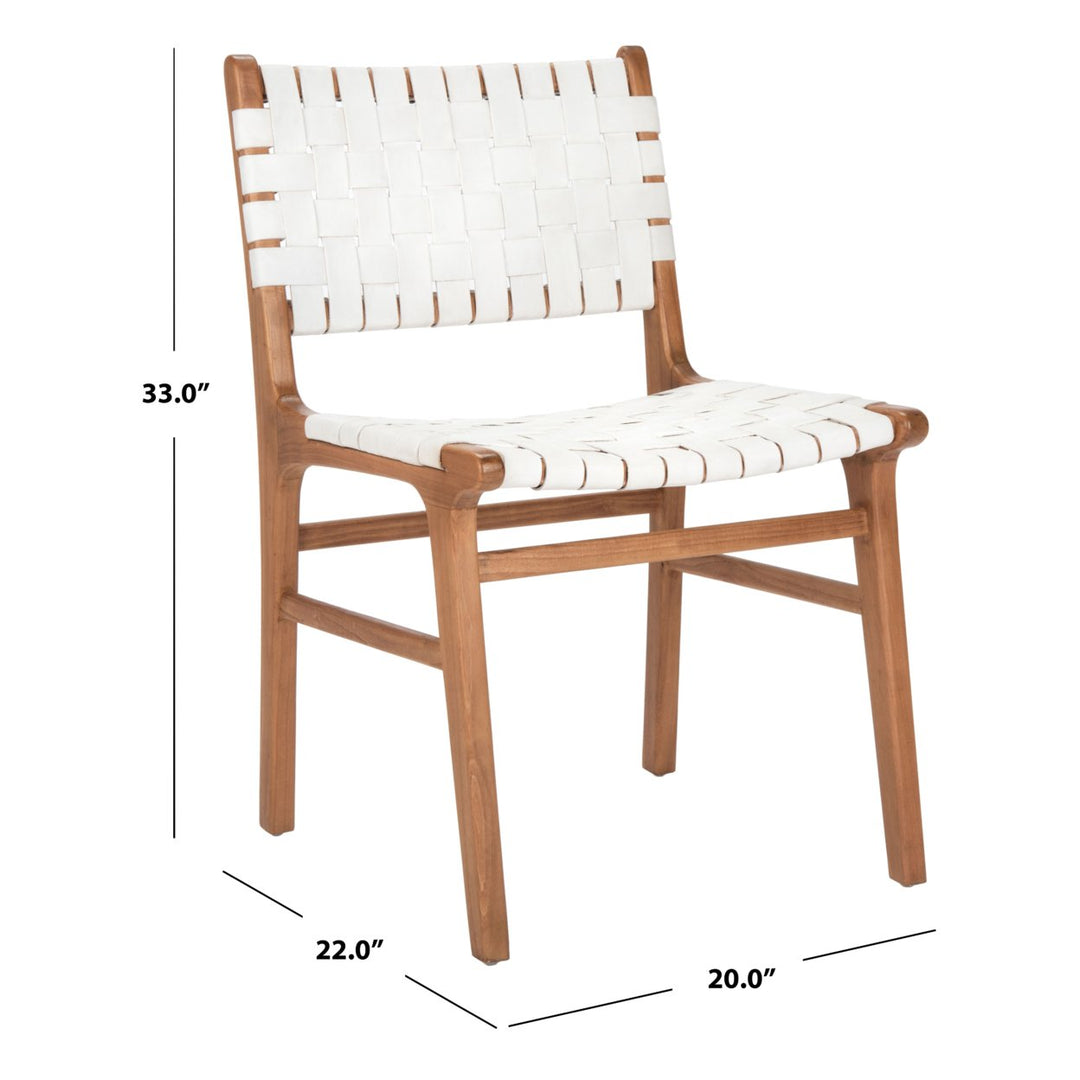 SAFAVIEH Taika Woven Leather Dining Chair Set of 2 White / Natural Image 6