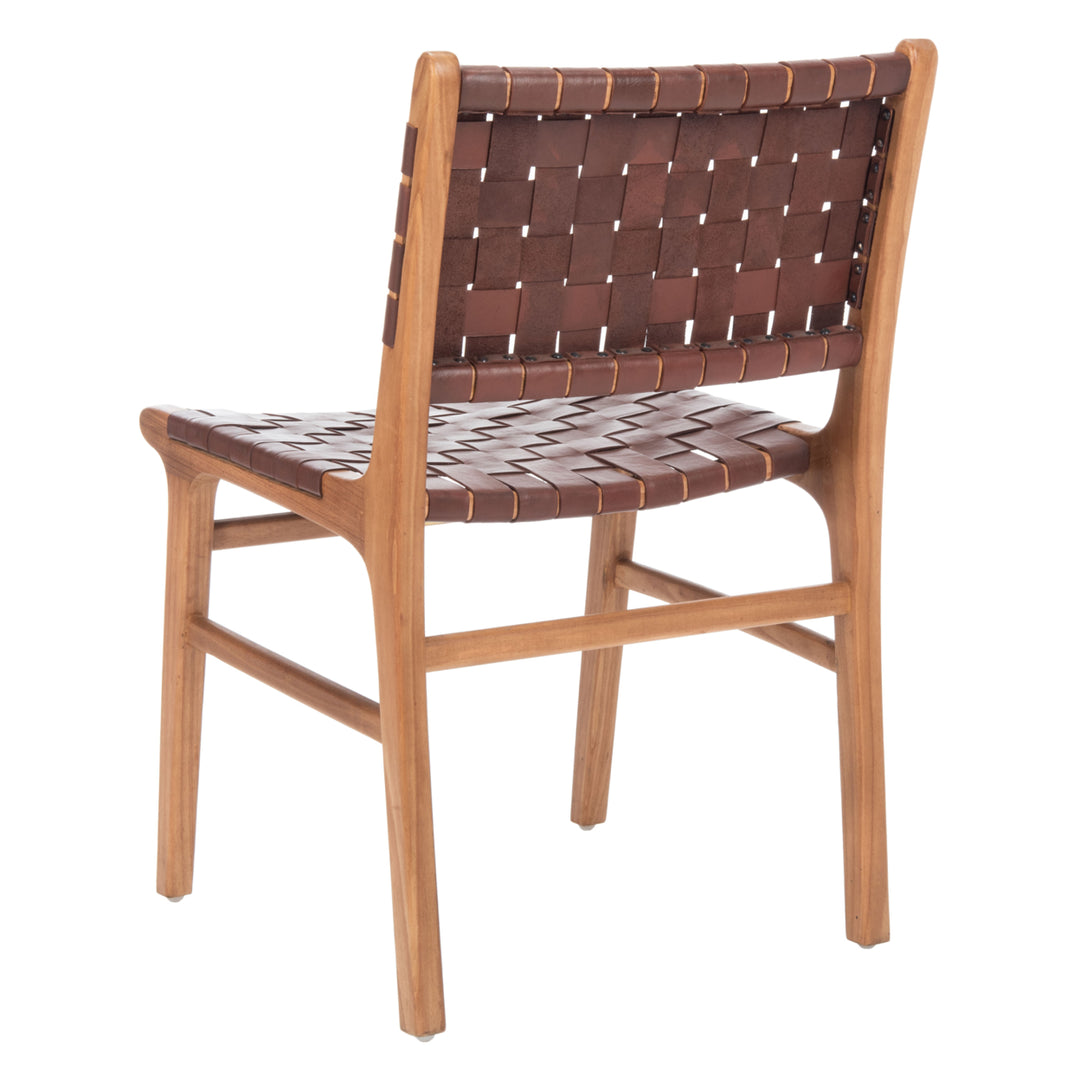 SAFAVIEH Taika Woven Leather Dining Chair Set of 2 Cognac / Natural Image 11