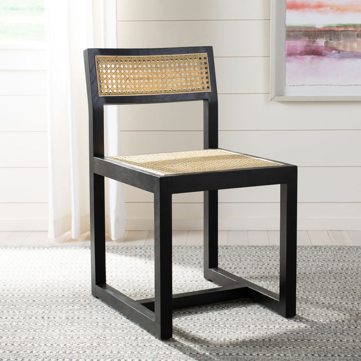 SAFAVIEH Bernice Cane Dining Chair Black / Natural Image 1