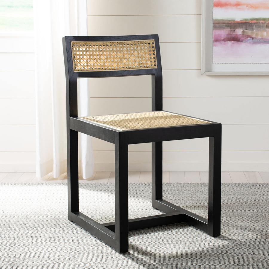 SAFAVIEH Bernice Cane Dining Chair Black / Natural Image 1