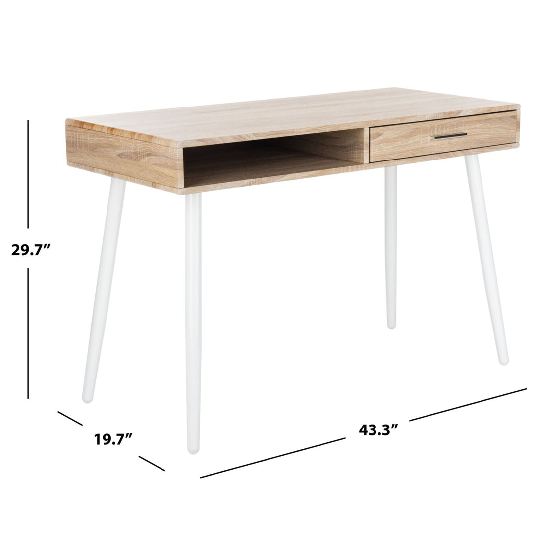 SAFAVIEH Jorja 1-Drawer 1 Shelf Desk Natural / White Image 5