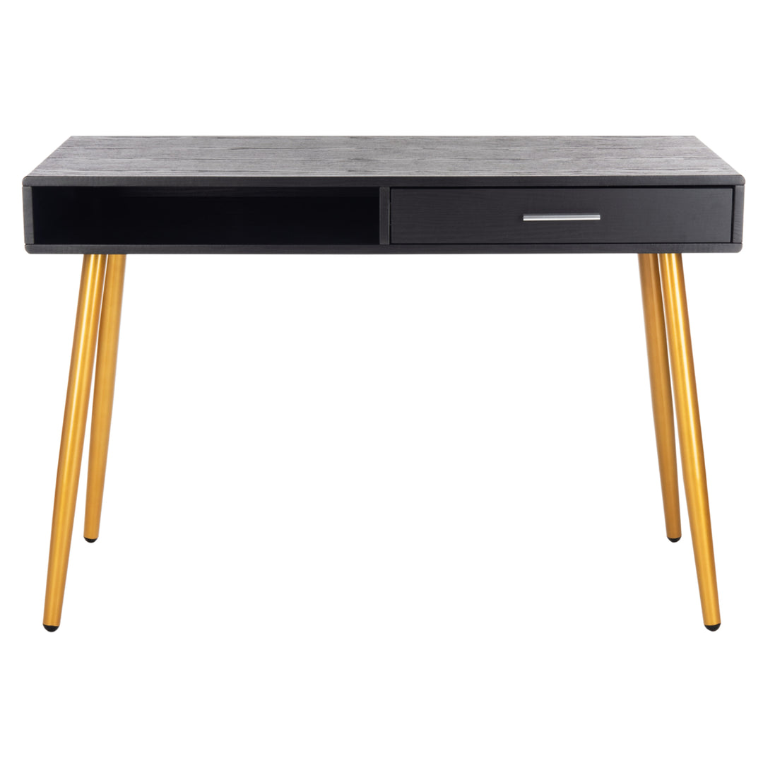 SAFAVIEH Jorja 1-Drawer 1 Shelf Desk Black / Gold Image 1