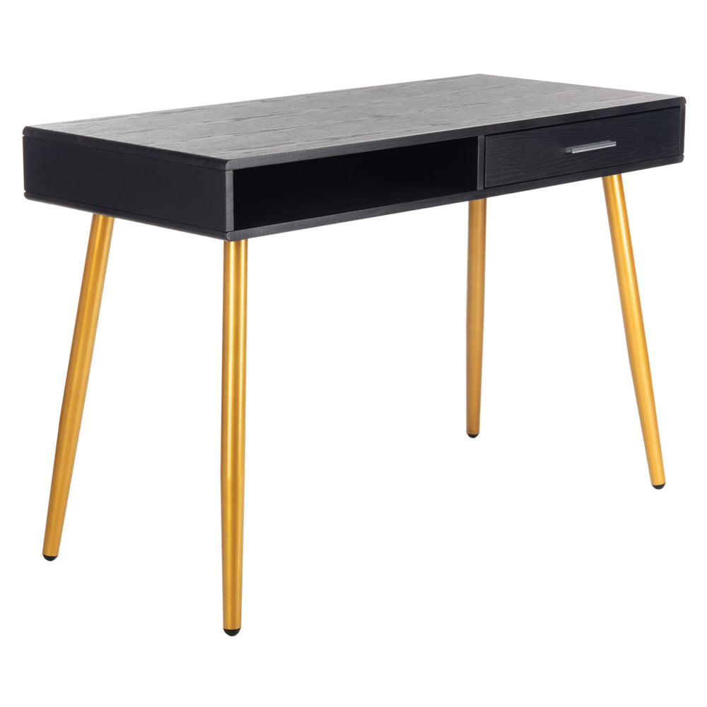 SAFAVIEH Jorja 1-Drawer 1 Shelf Desk Black / Gold Image 2