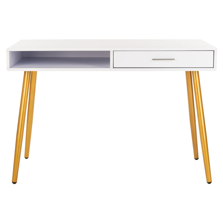 SAFAVIEH Jorja 1-Drawer 1 Shelf Desk White / Gold Image 2