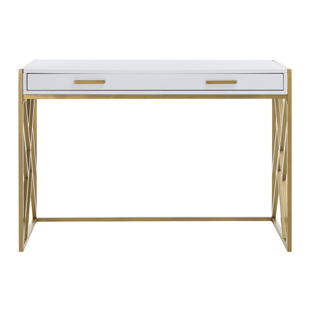 SAFAVIEH Elaine 1-Drawer Desk White / Gold Image 2