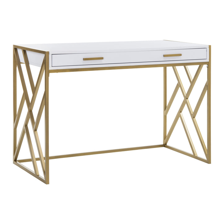 SAFAVIEH Elaine 1-Drawer Desk White / Gold Image 3