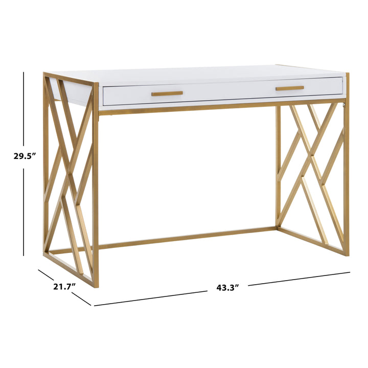 SAFAVIEH Elaine 1-Drawer Desk White / Gold Image 4