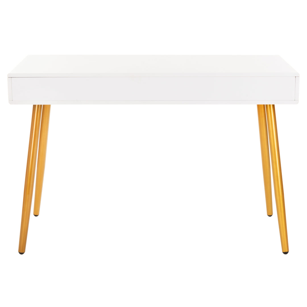 SAFAVIEH Jorja 1-Drawer 1 Shelf Desk White / Gold Image 7