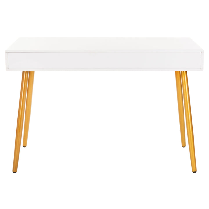 SAFAVIEH Jorja 1-Drawer 1 Shelf Desk White / Gold Image 7