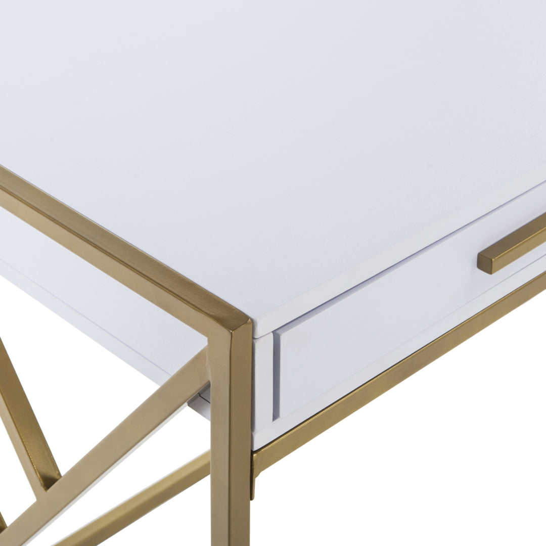 SAFAVIEH Elaine 1-Drawer Desk White / Gold Image 6