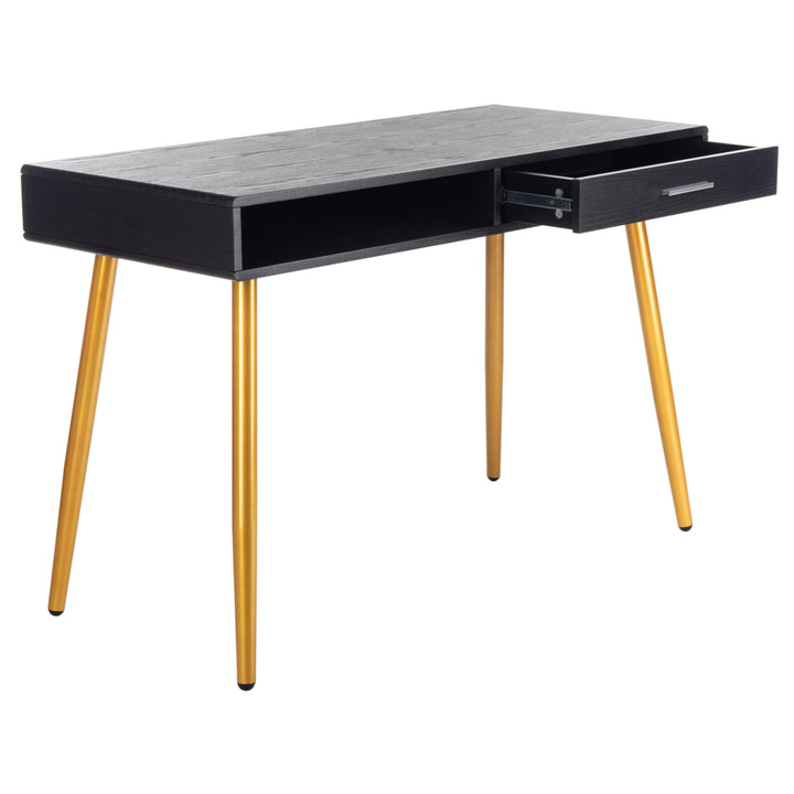 SAFAVIEH Jorja 1-Drawer 1 Shelf Desk Black / Gold Image 10