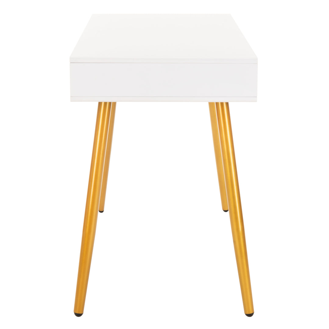 SAFAVIEH Jorja 1-Drawer 1 Shelf Desk White / Gold Image 9