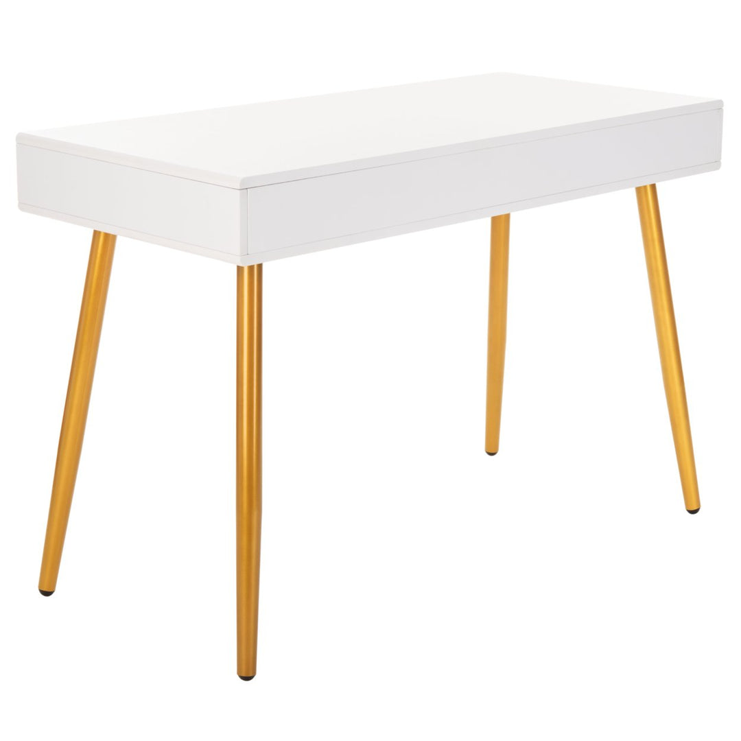 SAFAVIEH Jorja 1-Drawer 1 Shelf Desk White / Gold Image 10