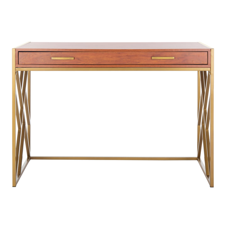 SAFAVIEH Elaine 1-Drawer Desk Natural / Gold Image 2