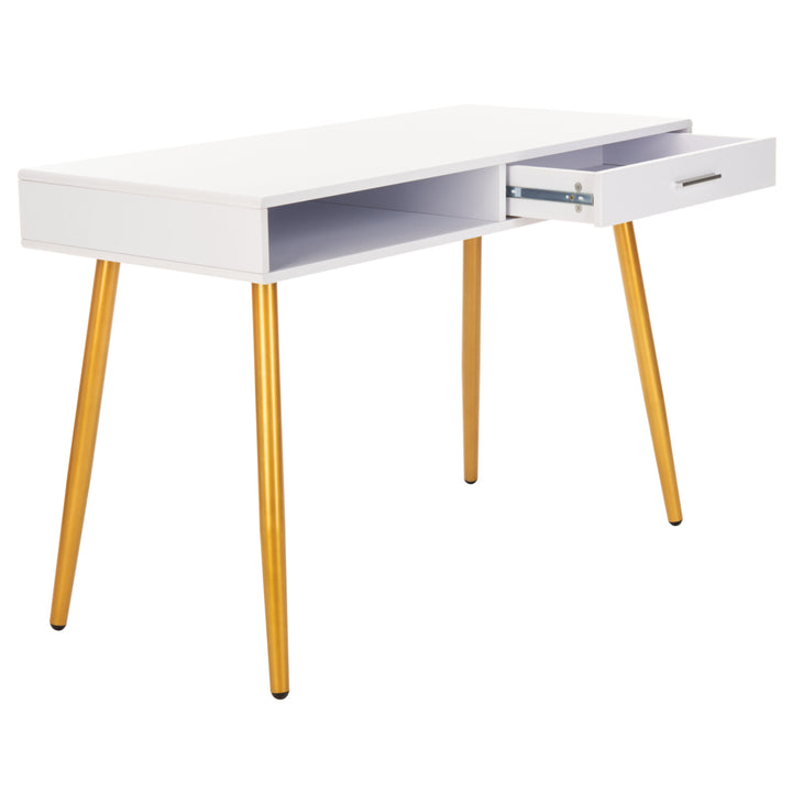 SAFAVIEH Jorja 1-Drawer 1 Shelf Desk White / Gold Image 11