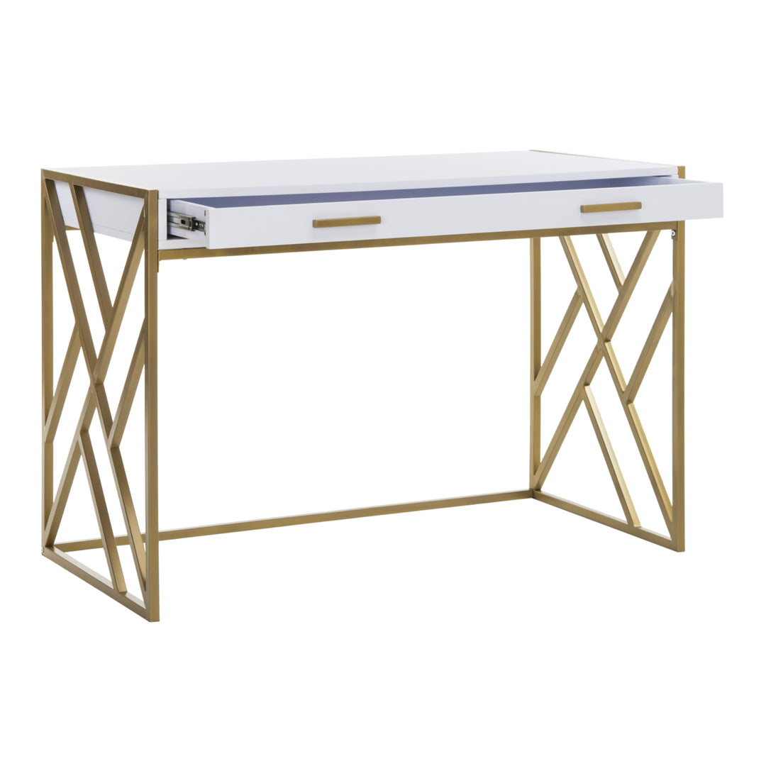 SAFAVIEH Elaine 1-Drawer Desk White / Gold Image 10