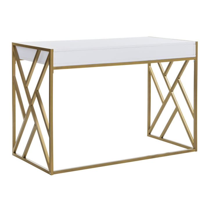 SAFAVIEH Elaine 1-Drawer Desk White / Gold Image 11