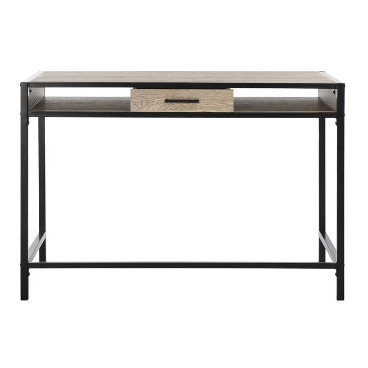 SAFAVIEH Alan 1 Shelf Desk With Drawer Rustic Brown / Black Image 2