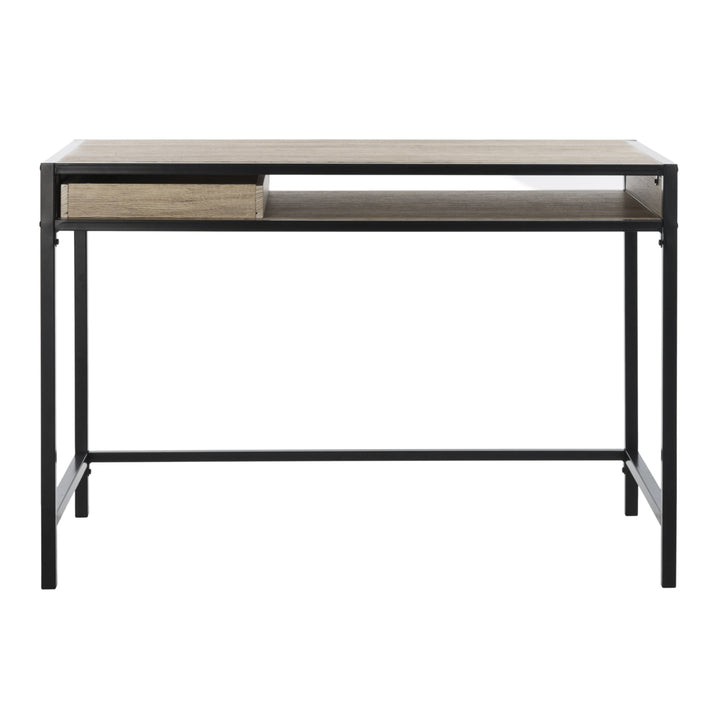 SAFAVIEH Alan 1 Shelf Desk With Drawer Rustic Brown / Black Image 7