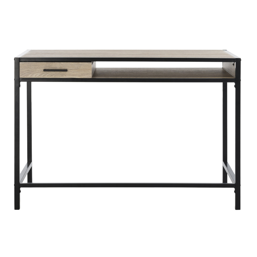 SAFAVIEH Alan 1 Shelf Desk With Drawer Rustic Brown / Black Image 11