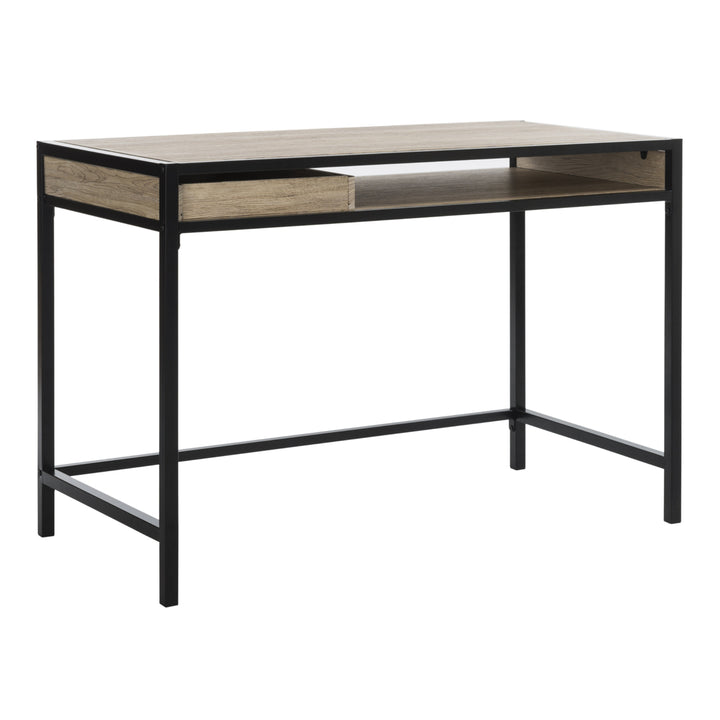 SAFAVIEH Alan 1 Shelf Desk With Drawer Rustic Brown / Black Image 12