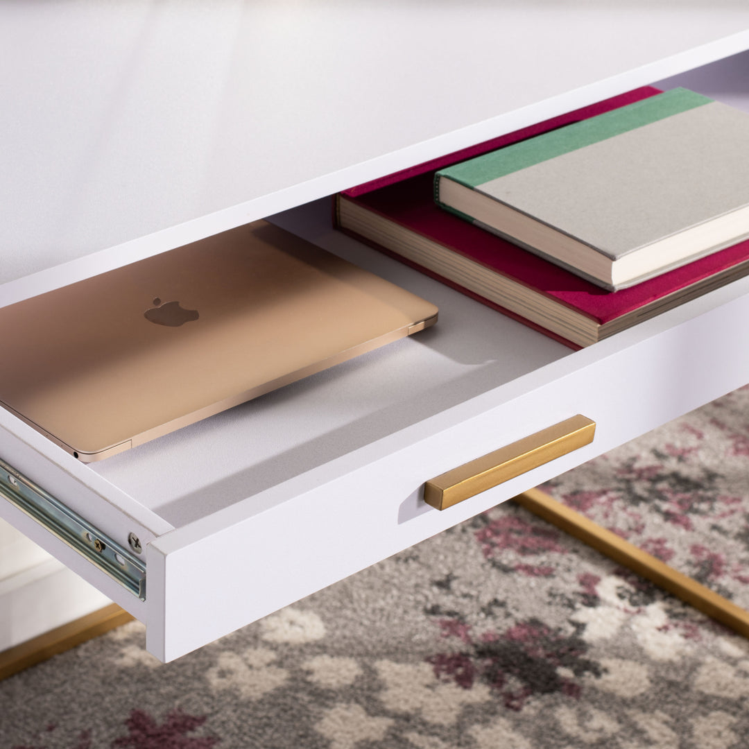 SAFAVIEH Elodie 1-Drawer Desk White / Gold Image 1